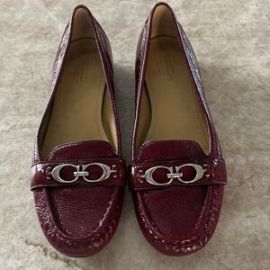 COACH Maroon Patent Leather Loafers Size 8.5